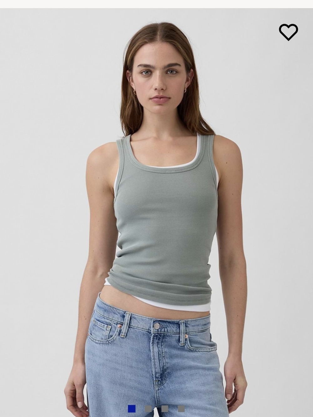 GAP Ribbed Scoop Tank Top in Sage Green